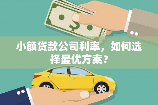 舞阳小额贷款公司利率，如何选择最优方案？