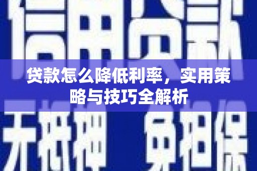 惠济贷款怎么降低利率，实用策略与技巧全解析